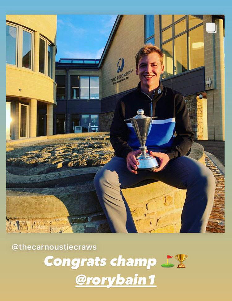 Golfing Society - Former St Bees pupil Rory Bain won the Carnoustie Junior Championship in October
